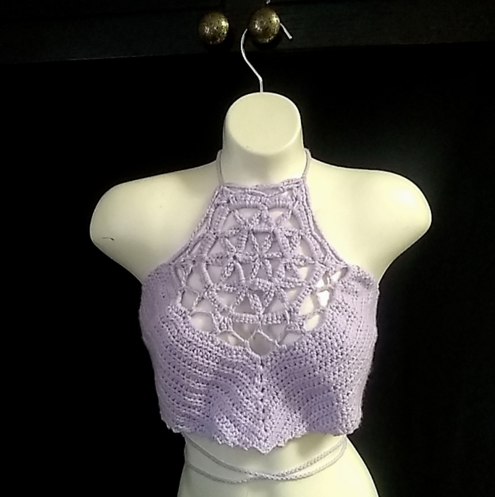 Handmade Flower of Life Festival Crop Top